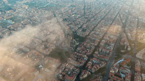 Barcelone Ville Dessus Des Nuages Brouillard Sagrada Familia Cathedral Eixample — Photo