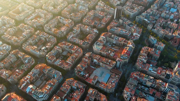 Ciudad Barcelona Skyline Vista Aérea Eixample Barrio Residencial Atardecer Cataluña — Foto de Stock