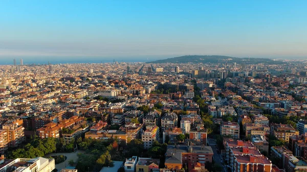 Ορίζοντας Της Πόλης Της Βαρκελώνης Εναέρια Άποψη Του Sarria Sant — Φωτογραφία Αρχείου