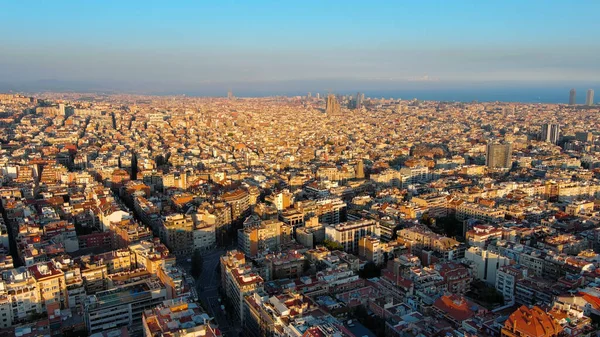 Vista Aérea Horizonte Cidade Barcelona Gracia Eixample Grade Urbana Residencial — Fotografia de Stock