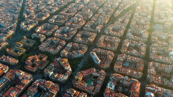 Skyline Barcelone Vue Aérienne Eixample Quartier Résidentiel Coucher Soleil Catalogne — Photo