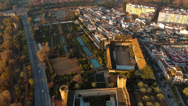 Luftaufnahme Der Gärten Des Alcazar Von Cordoba Andalusien Spanien — Stockfoto