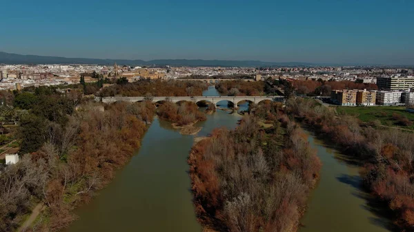 Aerial View Cordoba City Guadalquivir River San Rafael Híd Andalúzia — Stock Fotó