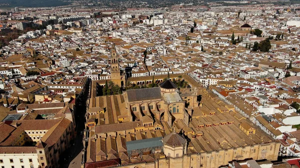 Vista Aérea Mezquita Catedral Córdoba Puente Romano Ciudad Histórica Río — Foto de Stock
