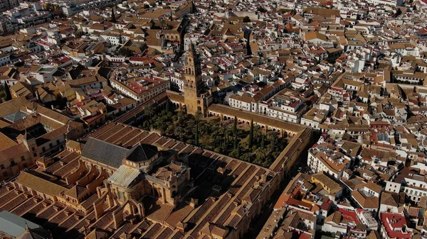 Vista Aérea Mezquita Catedral Córdoba Puente Romano Ciudad Histórica Río —  Fotos de Stock