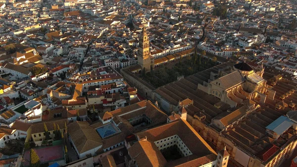Luchtfoto Van Kathedraal Van Cordoba Romeinse Brug Andalusië Spanje — Stockfoto