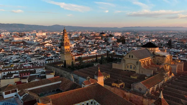 Luchtfoto Van Kathedraal Van Cordoba Romeinse Brug Andalusië Spanje — Stockfoto