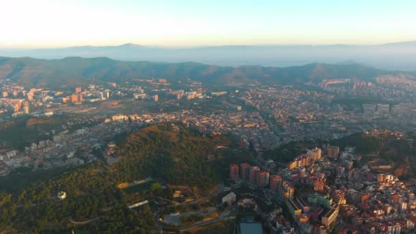 Vista Aérea Barcelona Urban Skyline Nascer Sol Catalonia Espanha Carmel — Vídeo de Stock