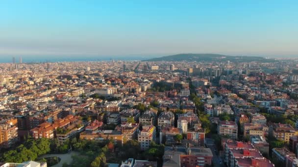 Ορίζοντας Της Πόλης Της Βαρκελώνης Εναέρια Άποψη Του Sarria Sant — Αρχείο Βίντεο