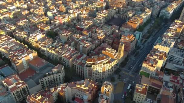 Vista Aérea Del Skyline Ciudad Barcelona Gracia Eixample Red Urbana — Vídeos de Stock