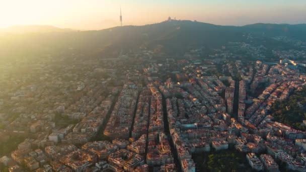 Barcelona Şehrinin Ufuk Çizgisi Barcelona Nın Büyük Bölgelerinden Biri Olan — Stok video