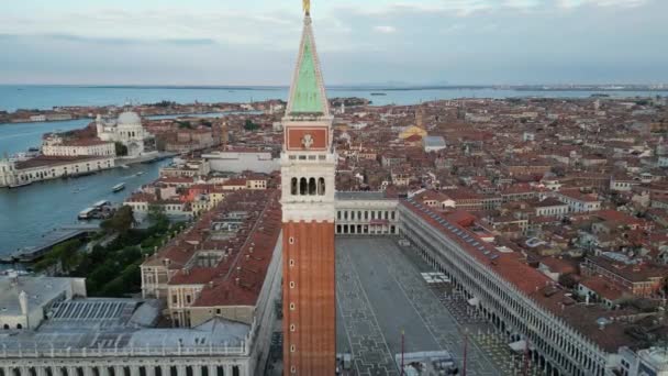 Benátky Panorama Města Letecký Pohled Náměstí Svatého Marka Doges Palace — Stock video