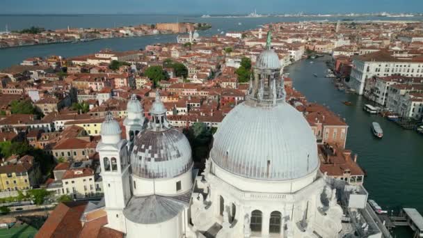 Skyline Van Venetië Uitzicht Vanuit Lucht Basilica Santa Maria Della — Stockvideo