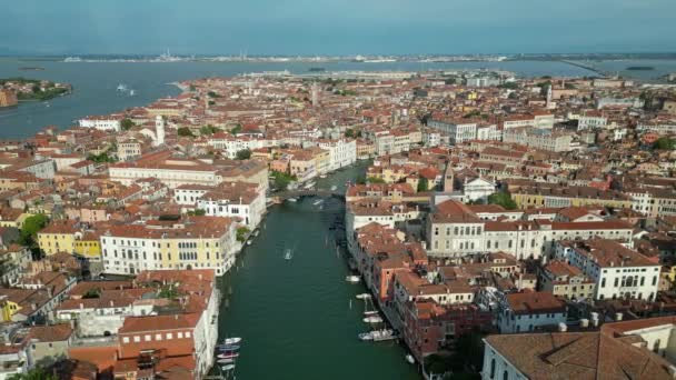 Luchtfoto Van Venetië Skyline Ponte Dellaccademia Italië — Stockvideo