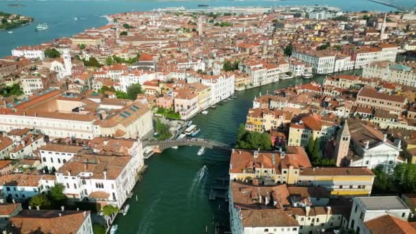 Vista Aérea Horizonte Cidade Veneza Ponte Dellaccademia Itália — Vídeo de Stock