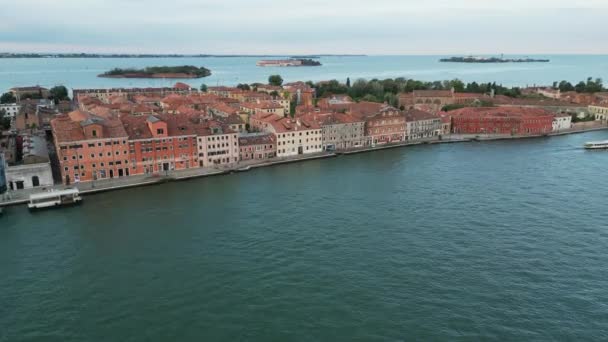 Venedik Şehri Giudecca Nın Havadan Görünüşü Talya — Stok video