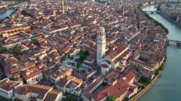 Veduta Aerea Del Duomo Verona Cattedrale Santa Maria Matricolare Skyline — Video Stock