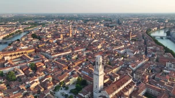 Veduta Aerea Del Duomo Verona Cattedrale Santa Maria Matricolare Skyline — Video Stock