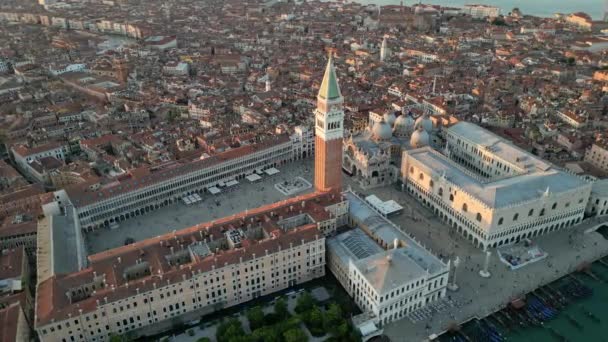 Estabelecendo Vista Aérea Shot Venice Skyline Cidade Praça São Marcos — Vídeo de Stock
