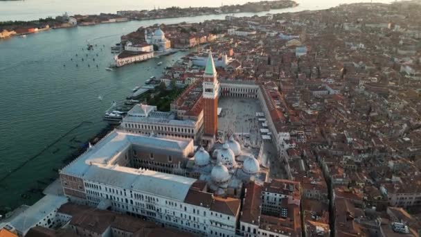Venise Italie Skyline Vue Aérienne Place Saint Marks Avec Doges — Video