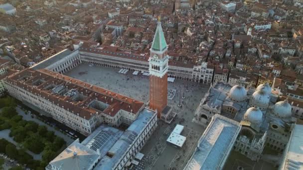 Veneza Itália Skyline Vista Aérea Marks Square Com Doges Palace — Vídeo de Stock