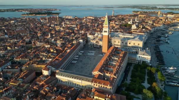 Wenecka Panorama Miasta Widok Lotu Ptaka Plac Marka Pałacem Dożów — Wideo stockowe