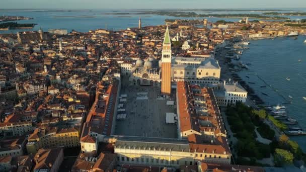 Skyline Van Venetië Vanuit Lucht Uitzicht Het San Marcoplein Met — Stockvideo