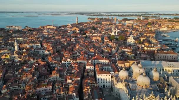 Панорама Венеції Вигляд Повітря Заході Сонця Регіон Венето Італія — стокове відео