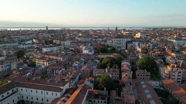 Венеціанський Панорама Сходу Сонця Вигляд Вежу Сент Стівена Белла Кампо — стокове відео