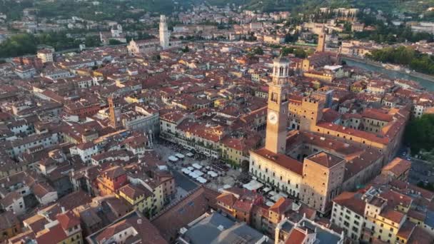 Orizont Urban Verona Vedere Aeriană Piazza Delle Erbe Torre Dei — Videoclip de stoc