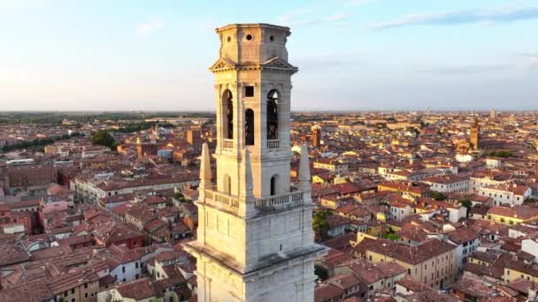 Αεροφωτογραφία Του Duomo Verona Cattedrale Santa Maria Matricolare Αστικός Ορίζοντας — Αρχείο Βίντεο