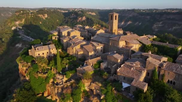Vista Aérea Cidade Moribunda Civita Bagnoregio Província Viterbo Lazio Itália — Vídeo de Stock