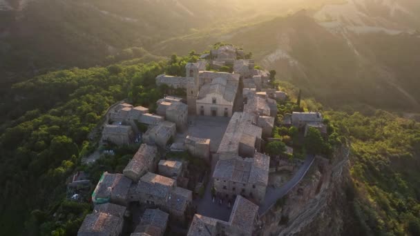 Όμορφη Ανατολή Πάνω Civita Bagnoregio Στην Επαρχία Viterbo Λάτσιο Κεντρική — Αρχείο Βίντεο