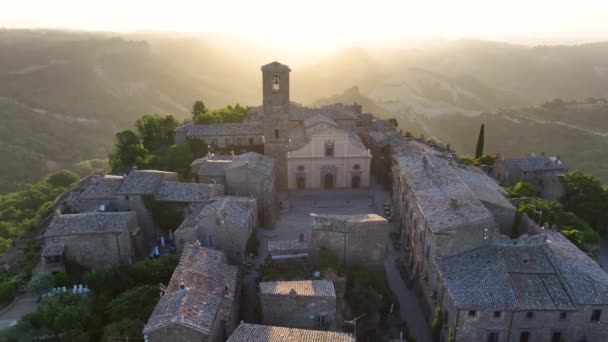 Vista Aérea Cidade Moribunda Civita Bagnoregio Província Viterbo Lazio Itália — Vídeo de Stock