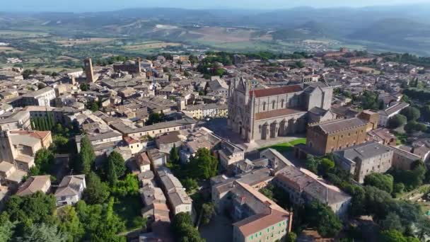 Orvieto Historische Hügel Altstadt Luftaufnahme Der Mittelalterlichen Mauern Und Türme — Stockvideo