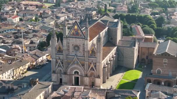 Vista Aérea Catedral Orvieto Duomo Orvieto Umbría Italia — Vídeos de Stock