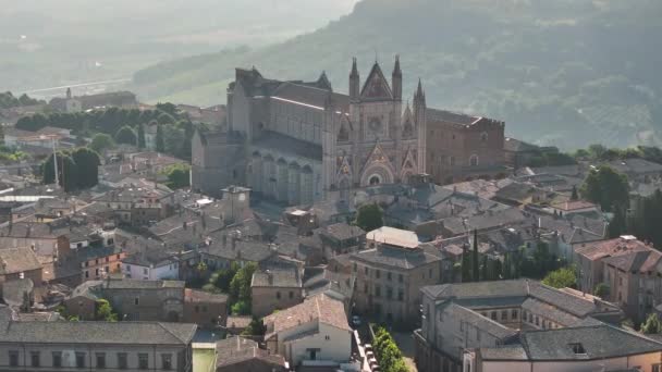 Vista Aérea Catedral Orvieto Duomo Orvieto Umbria Itália — Vídeo de Stock