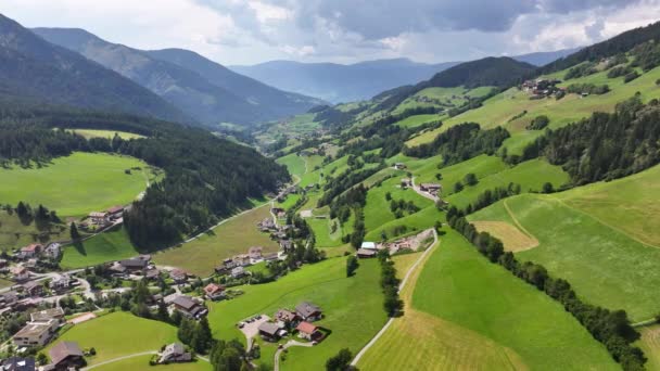 Aerial Summer View Funes Valley Province Bolzano South Tyrol Dolomites — Stock Video