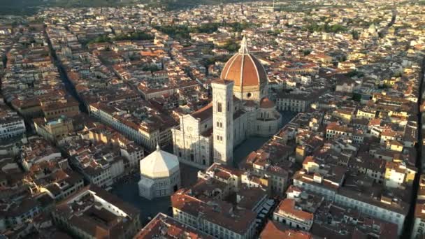 Letecký Pohled Florentskou Katedrálu Duomo Firenze Katedrálu Marie Květiny Zlatá — Stock video