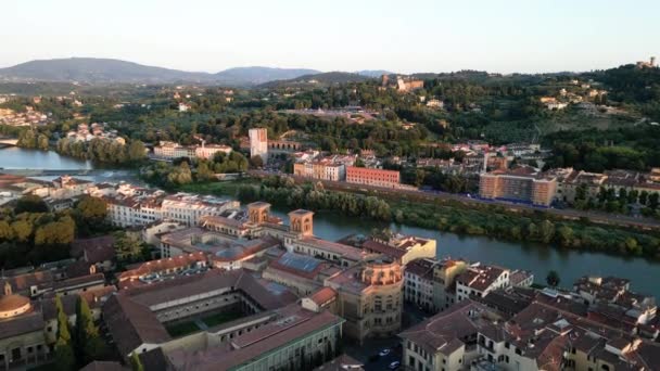 Luchtfoto Van Piazzale Michelangelo Een Plein Met Panoramisch Uitzicht Florence — Stockvideo
