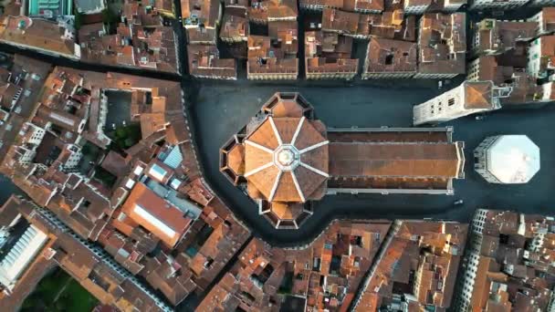 Vista Aérea Arquitetura Florença Catedral Santa Maria Flor Nascer Sol — Vídeo de Stock