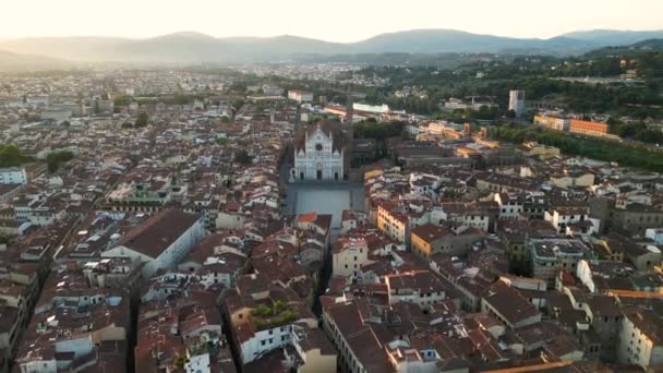 Letecký Pohled Baziliku Santa Croce Florencii Piazza Santa Croce Při — Stock video