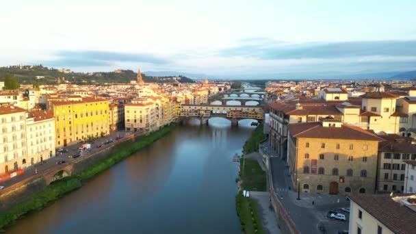 Firenze Veduta Aerea Del Ponte Vecchio Del Fiume Arno — Video Stock