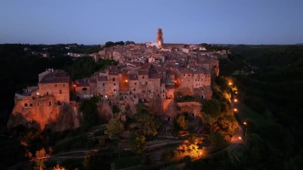 Pemandangan Udara Kota Pitigliano Abad Pertengahan Tuscany Provinsi Grosseto Italia — Stok Video