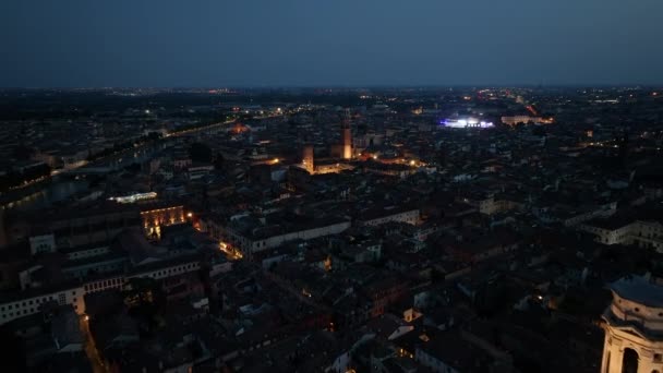 Verona Itália Vista Aérea Piazza Delle Erbe Torre Dei Lamberti — Vídeo de Stock