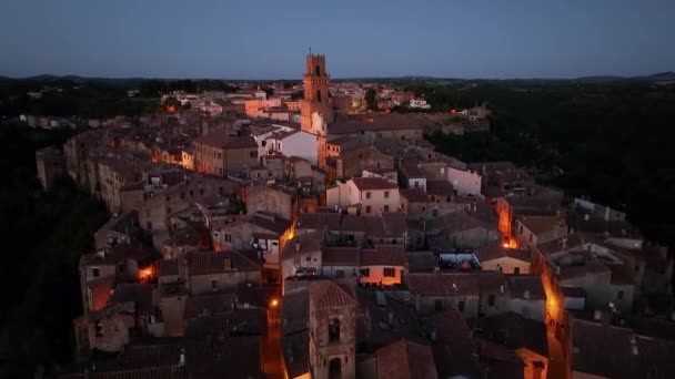 Середньовічна Дзвіниця Собору Санті Єтро Паоло Пітільяно Тоскана Італія Вид — стокове відео