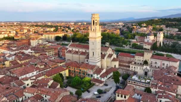 Vue Aérienne Duomo Verona Cattedrale Santa Maria Matricolare Skyline Urbaine — Video