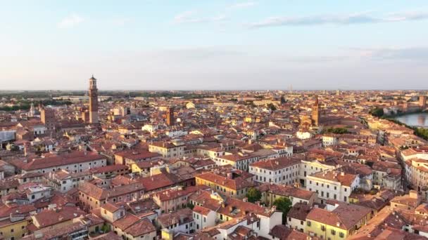 Yukarıdan Verona Piazza Delle Erbe Nin Havadan Görünüşü Torre Dei — Stok video