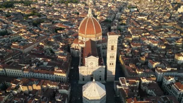 Katedralen Saint Mary Flower Vid Solnedgången Florens Italien — Stockvideo