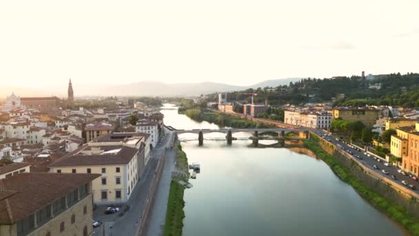 Ponte Alle Grazie Nad Řeky Arno Florencii Itálie — Stock video